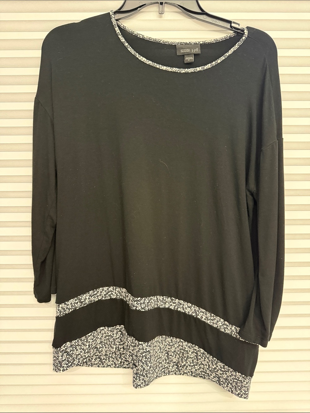 J. Jill Black Tunic with Speckled Hem and Neck Trim